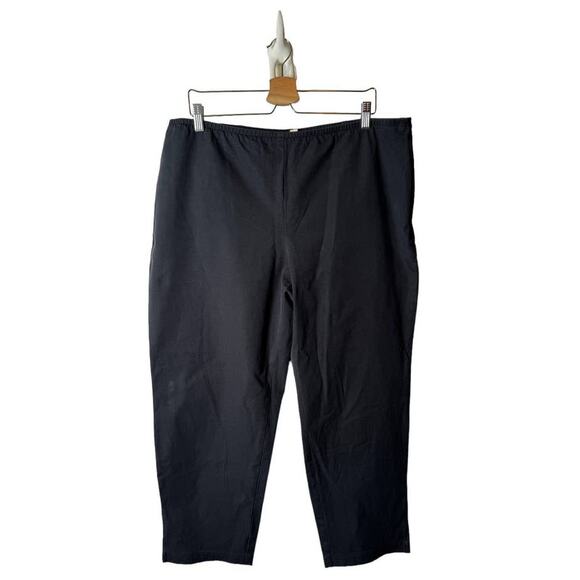Eileen Fisher Plus 1X Gray Side Zip Organic Stretch Cotton Slim Ankle Pant (B) - Picture 1 of 8